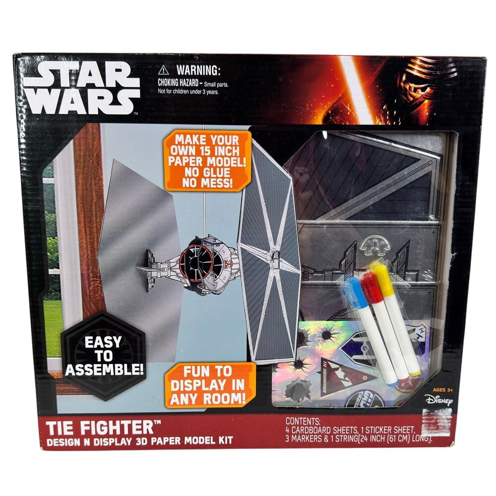 Star Wars Tie Fighter Design N Display 3D Paper Model Kit - New